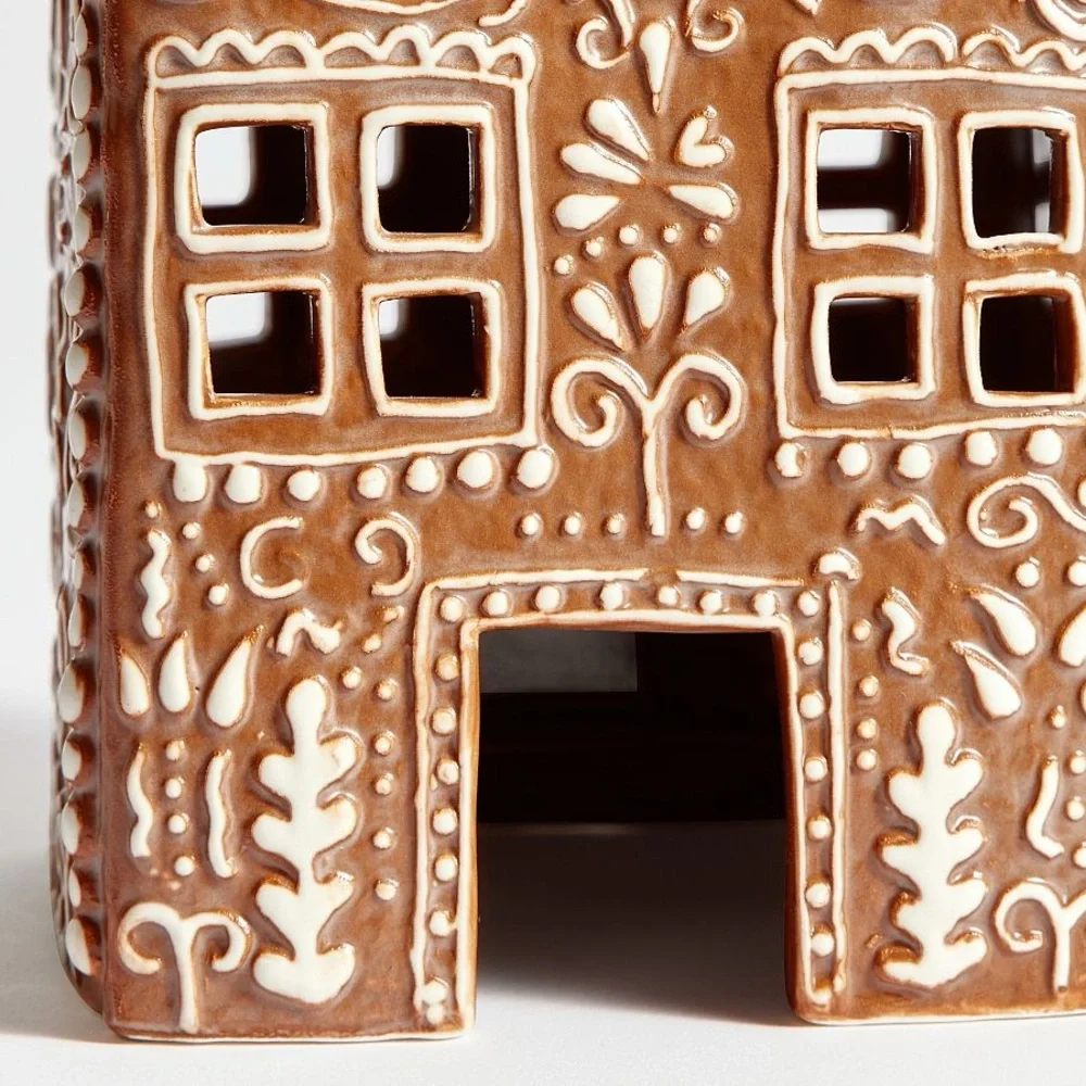 Handcrafted Gingerbread Village House, 1~Tall, Brown
